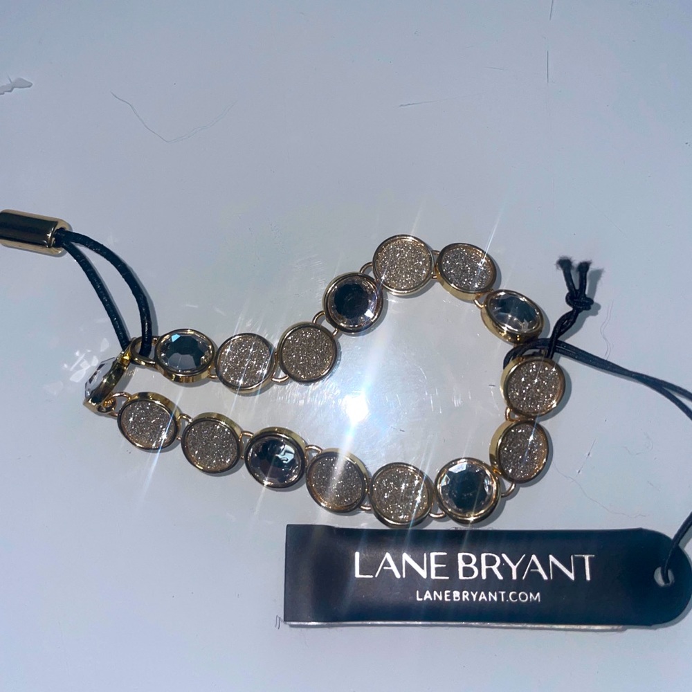Stunning Faux Crystal Like Sparkling Bracelet with Cloth Material Black Band